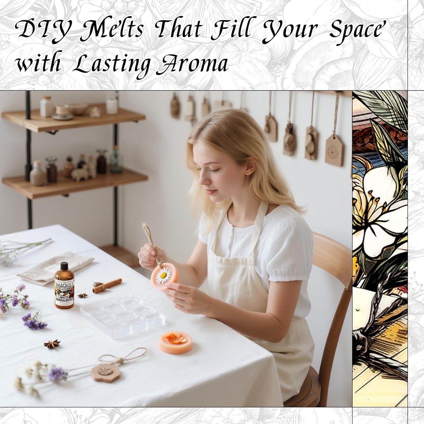 HIQILI White Sandalwood Fragrance Oil for Making Candle, Scented Home Decor, Room Spray, Skin & Body, Essential Oil Diffuser - 5.07 Fl Oz