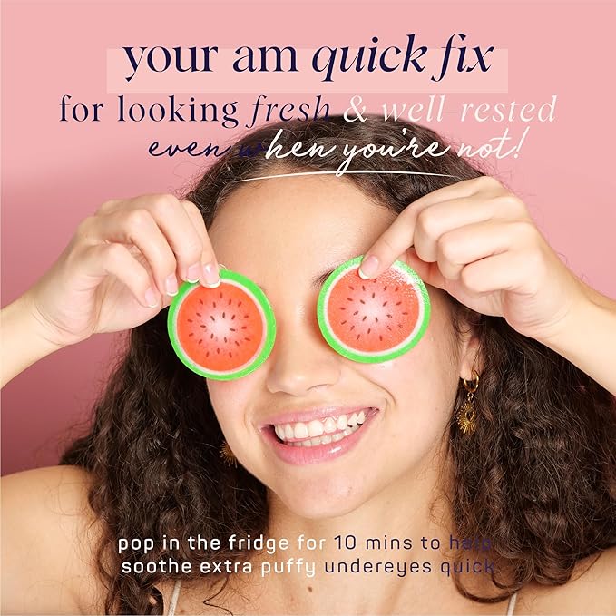 SpaLife Watermelon Cooling Eye Pads, 48 Hydrating Under Eye Patches for Puffiness, Dark Circles, and Tired Eyes, Infused with Hyaluronic Acid, Glycerin, and Vitamin C, Fruity Scent