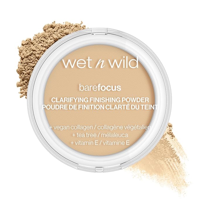 wet n wild Photo Focus Dewy Liquid Foundation Makeup Soft Beige & Bare Focus Clarifying Finishing Powder Light-Medium