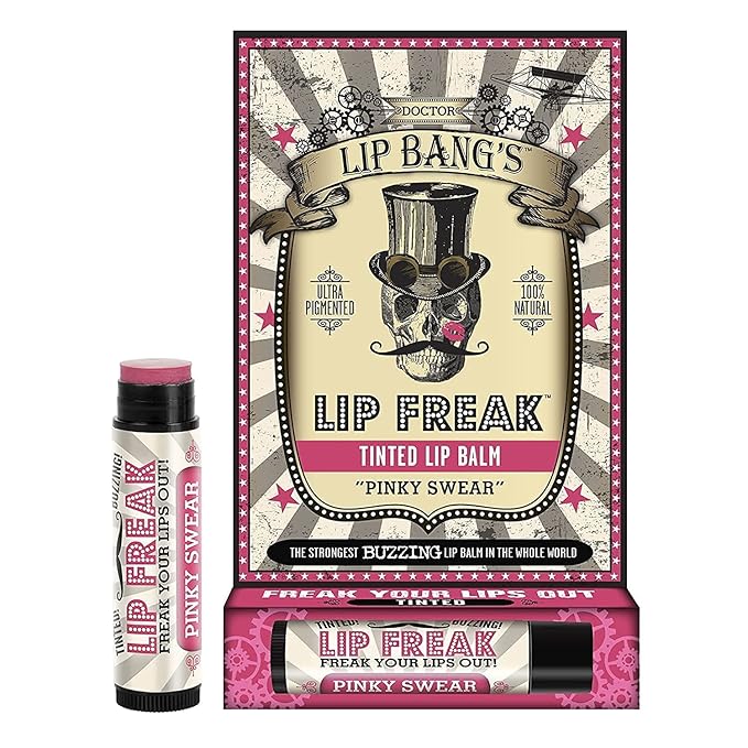 Doctor Lip Bang's BUZZING Lip Balm | Lip Freak | 100% All Natural | Cruelty Free | Pinky Swear | 2 Pack