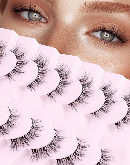 Cat eye Lashes Natural Wispy Lashes Everyday Natural Look Flared Eyelashes False Eye Lashes Soft Fluffy Lashes False Eyelashes 7 Pairs D93