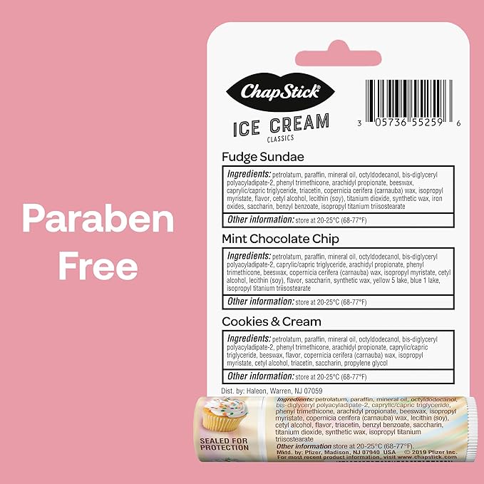 ChapStick Lip Care Bundle – Ice Cream Classics + Cake Batter Lip Balm, 0.15 Ea (5 Piece Set)