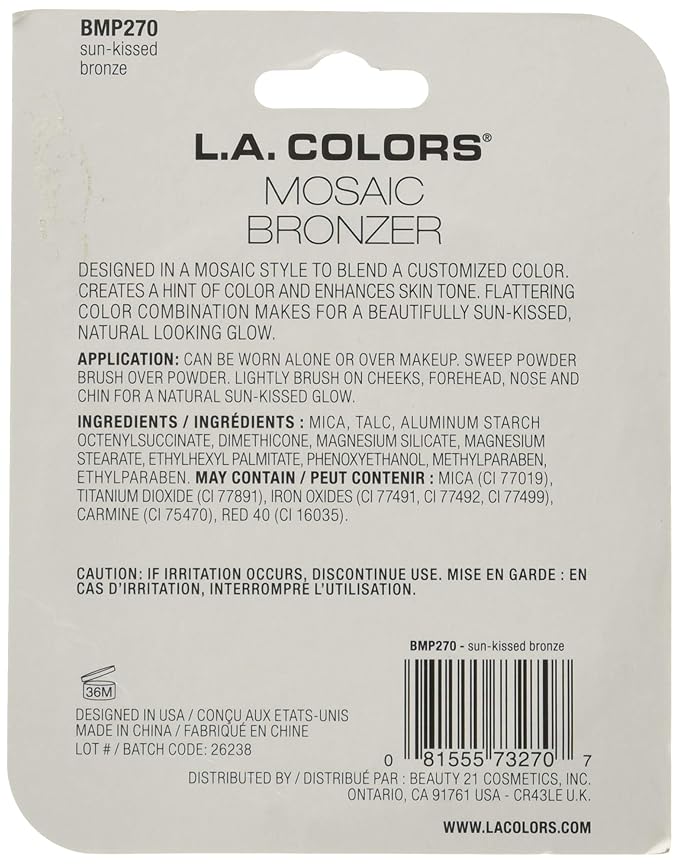 L.A. Colors Mosaic Bronzer/Blush Compact, Golden Bronze, 0.09 Ounce (Pack of 2)