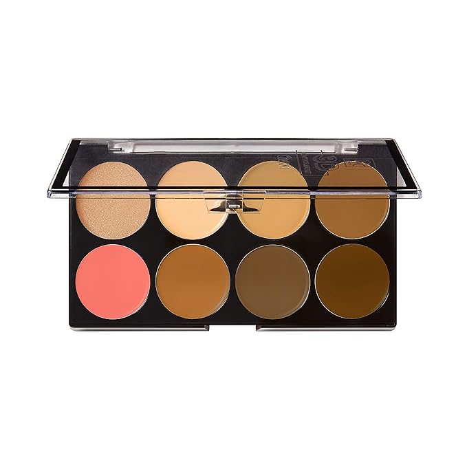 Ruby Kisses Flawless Finish with 3D Contour Cream Makeup Palette – Lightweight, Multi-Palette, Contouring Foundation, Creamy, Sculpt &Highlighting, Define Cheekbones (Light Medium)