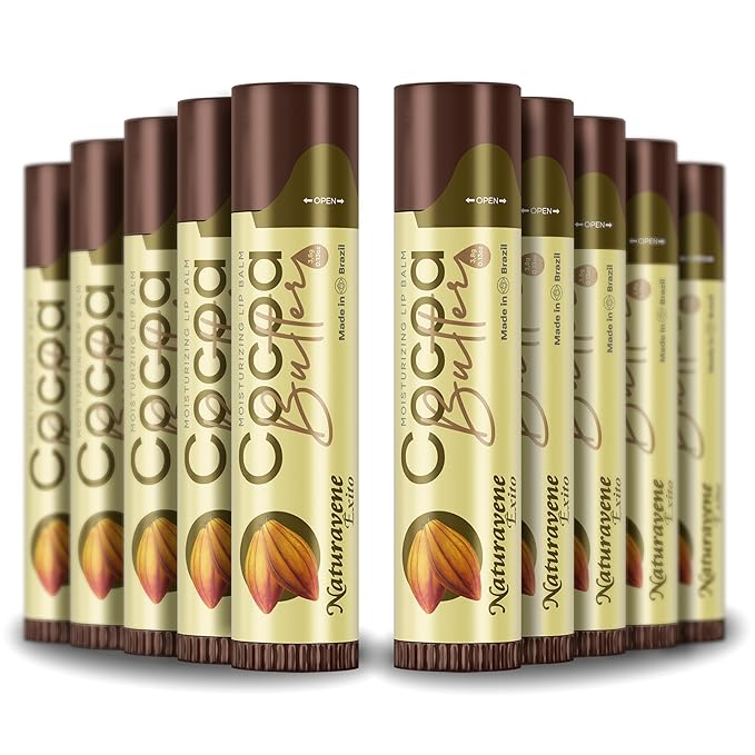 Moisturizing Lip Balm Cocoa Butter Box of 10, Moisturizing Hydrated Lips, Ligth Yellow, 0.13 Fl Oz, 1