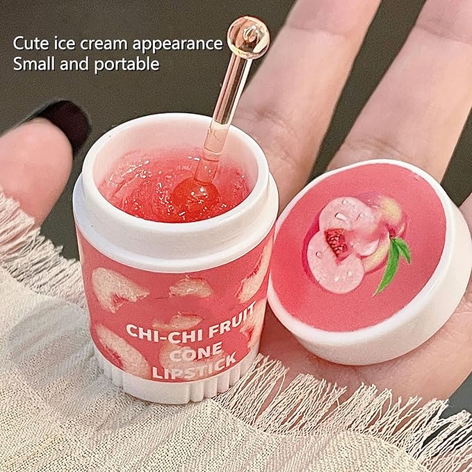 Lip Balm Cute, 3pcs Cute Ice Cream Shape Moisturizing Fragrance Wrinkle Removal Lip Care Cream for Chapped Lips Daily Use