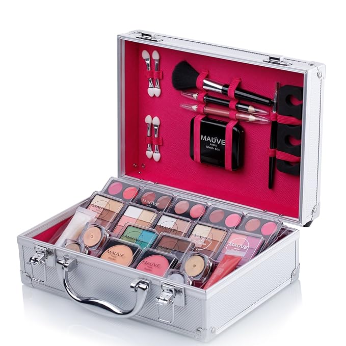 Makeup Kit for Girls and kids 8-12 Carry All Makeup Train Case with Pro Makeup for Teens Women Full Starter Cosmetics Set (SILVER)