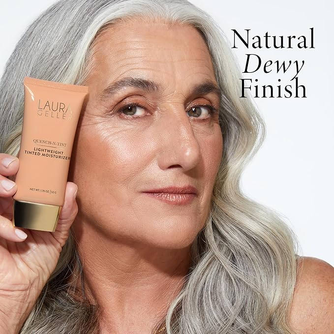 LAURA GELLER NEW YORK Quench-n-Tint Hydrating Foundation - Medium - Sheer to Light Buildable Coverage - Natural Glow Finish - Lightweight Formula with Hyaluronic Acid