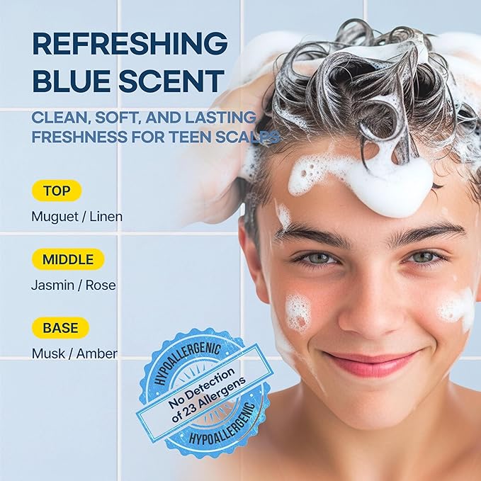 TS GD Shampoo for Boys | Korean Teen Shampoo with Upgraded Probiotics | Anti-Dandruff & Itchy Scalp Relief | Blue Fresh Allergy-Free Fragrance | Sulfate-Free (13.5 fl oz, 400ml)