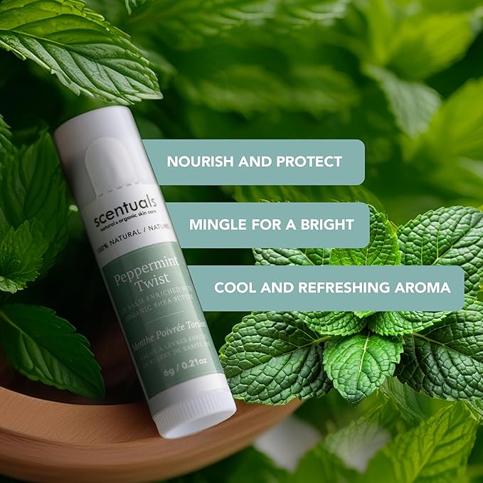 Lip Balm Peppermint Set of 3, Made with Shea Butter, Cocoa Butter, Avocado & Jojoba oil, Beeswax, Vitamin E and Essential oil, Moisturizing Lip Care, Cruelty Free Hydration, Natural (3 Pack)