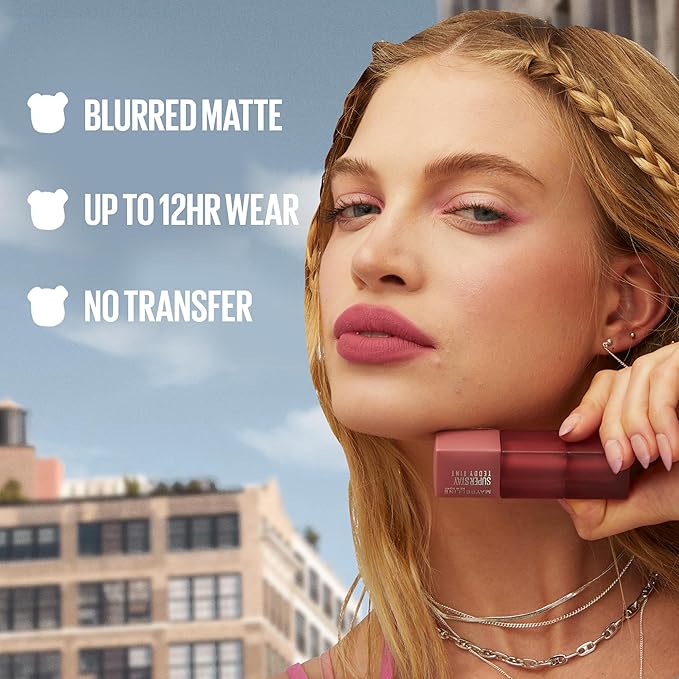 Maybelline Super Stay Teddy Lip Tint, Long Lasting Matte Lipstick For Up To 12HR Wear, Mascara Tear, 1 Count