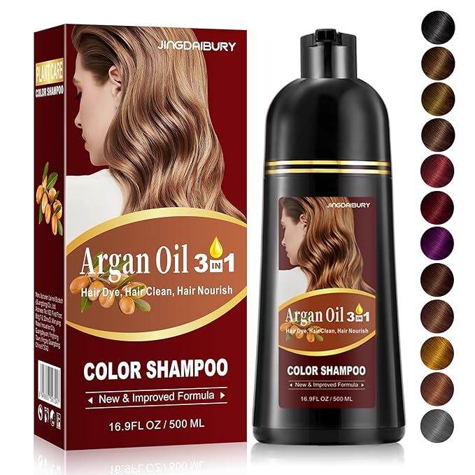 Instant Blonde and Brown Semi-Permanent Hair Dye Shampoo - 3 in 1 Formula with Argan Oil for Men & Women, Easy to Use, 16.9 Fl oz
