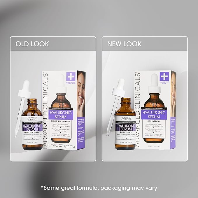 Advanced Clinicals Hyaluronic Acid Serum For Face | Moisturizing Facial Skin Care Products | Hydrating Serum For Face Helps Improve Look Of Wrinkles, Fine Lines, & Uneven Dry Skin Texture, 1.75 Fl Oz