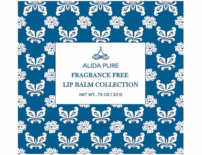 Fragrance Free Lip Balm, Vegan Lip Balm Set, Unscented, No Flavor, Beeswax Free, Organic Jojoba Oil, Avocado Oil, Vitamin E, Natural Moisturizer for Dry, Chapped, or Cracked Lips 5 Tube Set