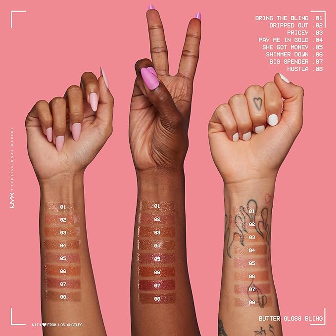 NYX PROFESSIONAL MAKEUP Butter Gloss Bling Lip Gloss, Non Sticky and Shiny Vegan Lip Makeup - She Got Money