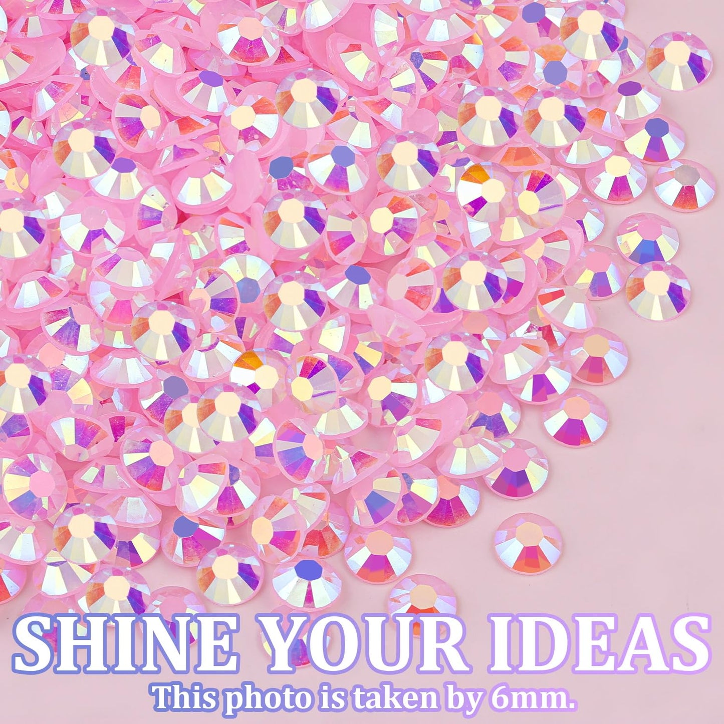 25000Pcs Resin Jelly Rhinestones for Crafting, Light Pink AB 2-6mm Mixed Sizes Non Hotfix Flatback Gems, Bedazzling Crystal for DIY Crafts Clothing Tumblers Mugs Shoes Fabric Nail Art