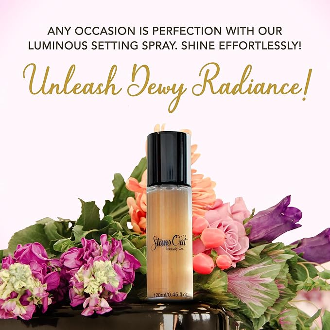 StansOut Beauty Co Bridal Glow Setting Spray | Dewy Illuminating Face Mist Fixing Spray for Makeup Finish | Long-Lasting Makeup Setting Spray for Face Paint, Dewy Finish, and Mature Skin 120ml
