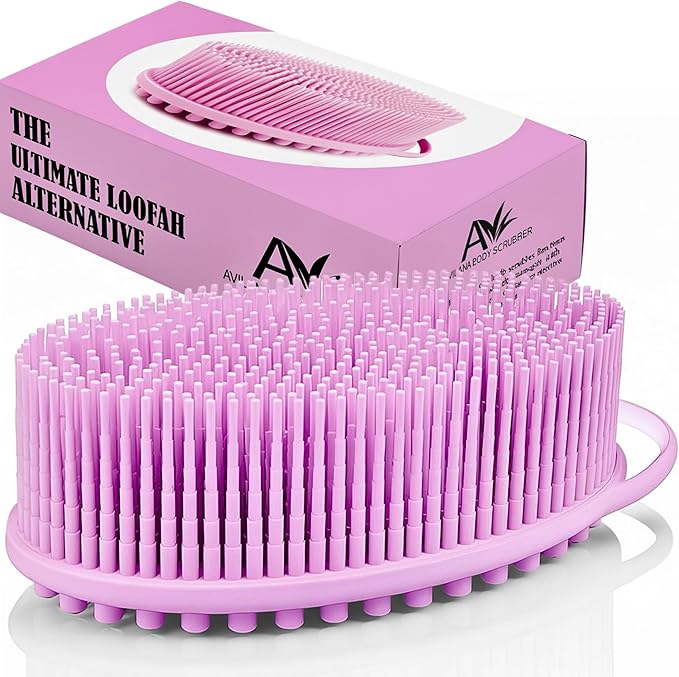 Avilana Silicone Body Scrubber - Food Grade & Lab Tested, Gentle Exfoliating Shower Brush for All Skin Types, Hygienic Quick-Dry Loofah Alternative, BPA-Free Body Brush