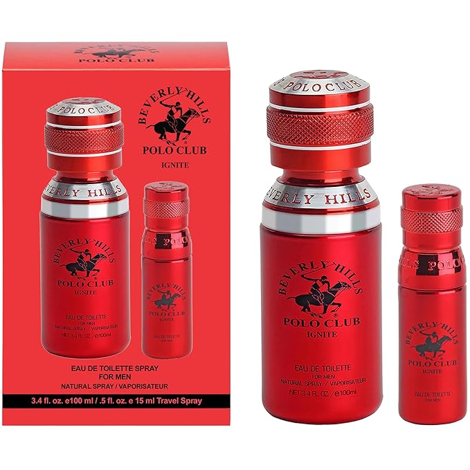 Beverly Hills Polo Club Cologne for Men Bonus Pack Designer Eau De Toilettes 3.4oz + 0.5oz 2 count (Ignite)
