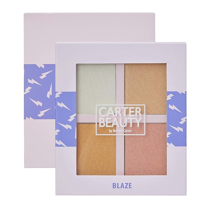 Carter Beauty Mini Highlighter Palette | Long Lasting Makeup | Shimmer & Matte Shades (Blaze)