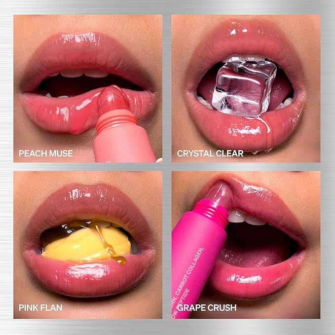 LipLock Jelly Serum for Dry Lips, Long-Lasting, Hydrating, Plumping, Glossy Mask with Rose PDRN, Carrot Collagen, Pillow Peptide, Moisturizing Tinted Lip Balm. (Grape Crush)