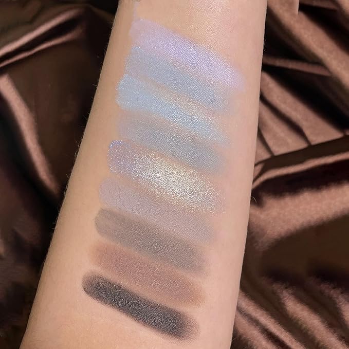Erinde 9 Colors Eyeshadow Palette, Matte Shimmer Glitter Eye Shadow Palette Makeup, Highly Pigmented Long Lasting Waterproof, Natural Neutral Nude Eyeshadow Make Up Pallet, Blue