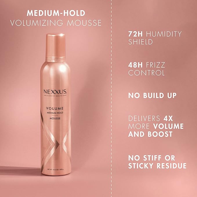 Nexxus Medium Hold Mousse Volume for a Light, Flexible Hold, with StyleProtect Technology 10.6 oz