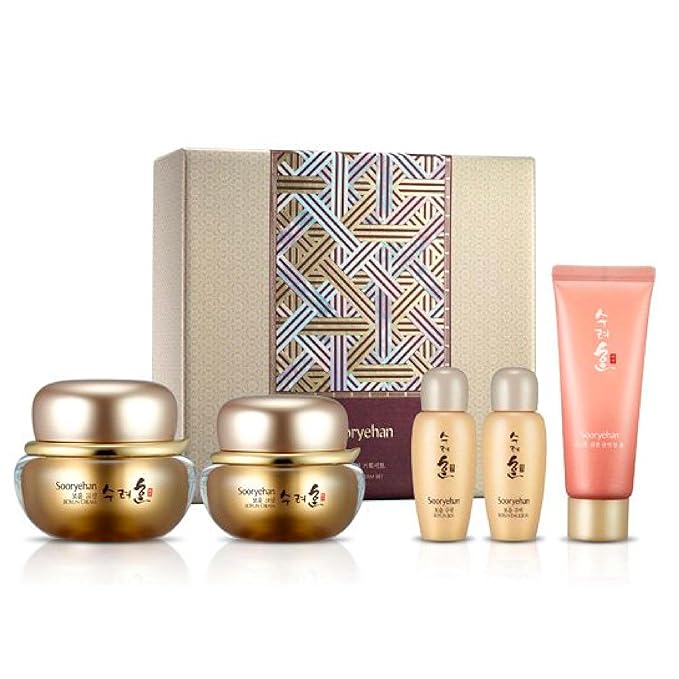 Sooryehan Boyun Luxury Korean Skin Care Gift Set (155ml/5.24 Fl Oz) - Red Ginseng Toner, Emulsion, Cleansing Foam & Moisturizer Cream by LG BEAUTY. Red Ginseng.