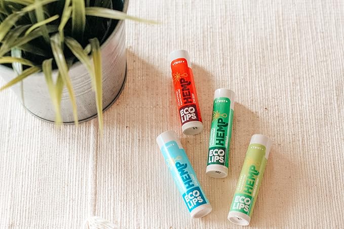 Eco Lips Organic Hemp Lip Balm with Beeswax, Coconut Oil, Vitamin E. Best Lip Balm to Soothe & Moisturize Dry, Chapped Lips (Variety, 6-Pack)