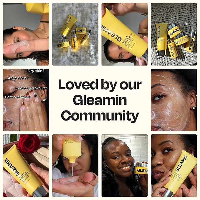 Gleamin Vitamin C Face Wash & Facial Cleanser - Cream to Foam 2% Salicylic Acid Cleanser with Paw Paw & Turmeric - Gentle Exfoliating Facewash for Women & Men, Oily & Combination Skin, 3.4 fl oz