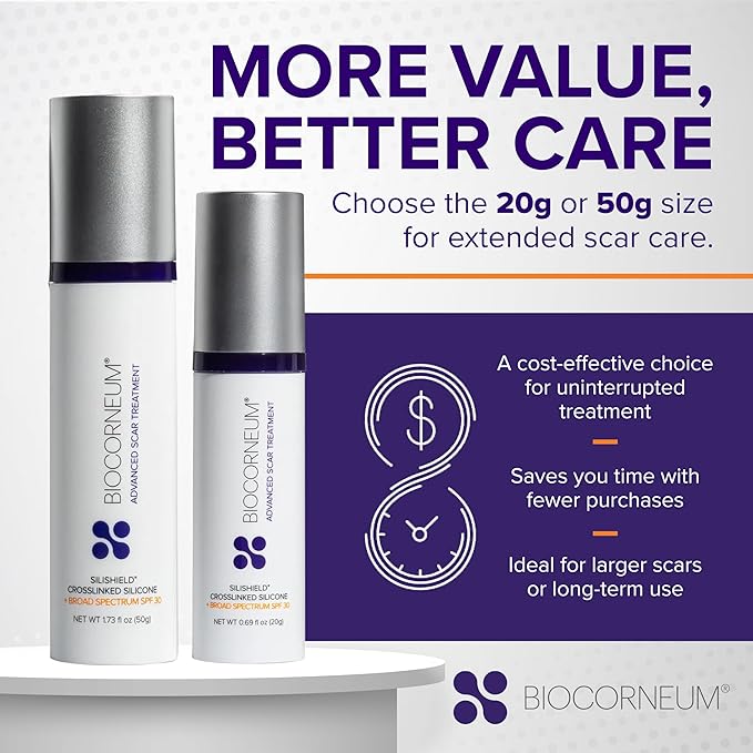 Biocorneum Advanced Scar Treatment with Silishield® & SPF 30 20g – Fast-Drying, Water-Resistant Silicone Scar Gel - Surgeon Recommended Scar Removal for New & Old Scars - Suitable for Children