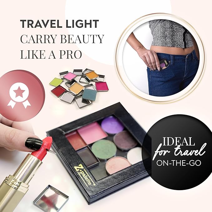 Small Magnetic Makeup Palette, Empty Magnetic Palette, Universal Magnet makeup palette for Eyeshadows, Powders, Customizable Beauty Organizer with Clear Window