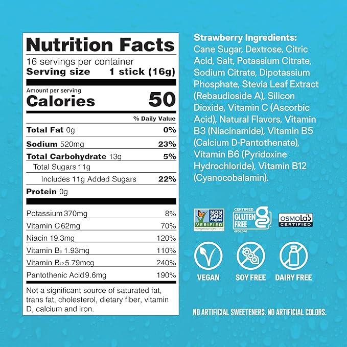 Liquid I.V.® Hydration Multiplier - Strawberry | Electrolyte Powder Drink Mix | 1 Pack (16 Servings)