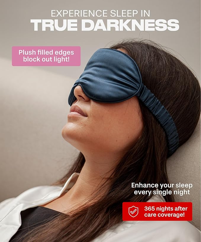 SUNDAYSILKS™ 3D Contoured Silk Sleep Mask | Padded Silk Eye Mask with Eye Cups for Lash Extensions | Blackout, Organic for Women & Men, Perfect for Travel, Slip-Free Deep Sleeping, Antifaz para Dormir