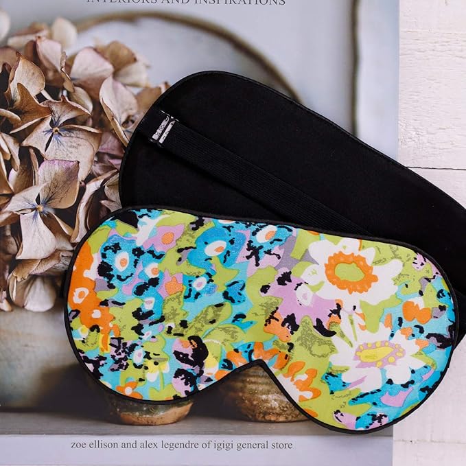100% Pure Silk Eye Mask Sleep Eye Mask Eye Cover Eyeshade Sleeping Eye Mask Printed Colors (#17)