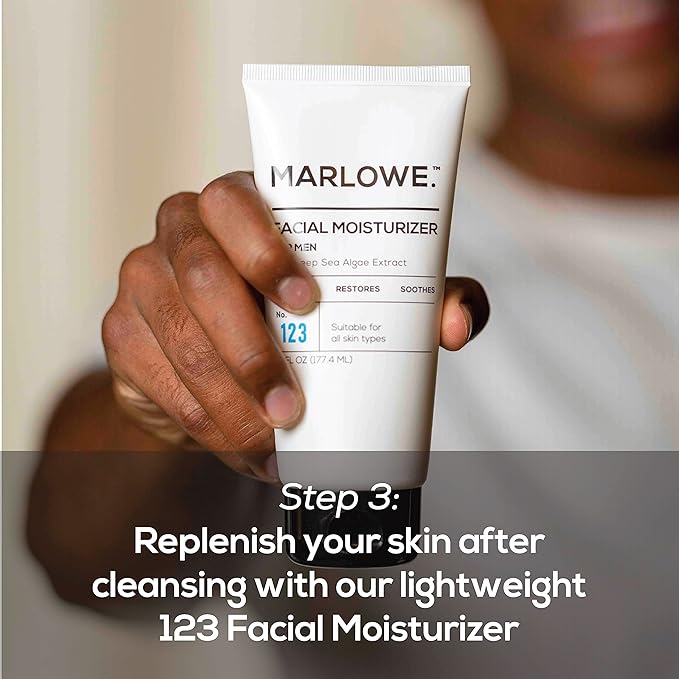 MARLOWE. Best Sellers Kit | No. 203 | Features Signature Body Scrub Soap Bar, Men's Facial Cleanser & Facial Moisturizer | Great Gift for Men