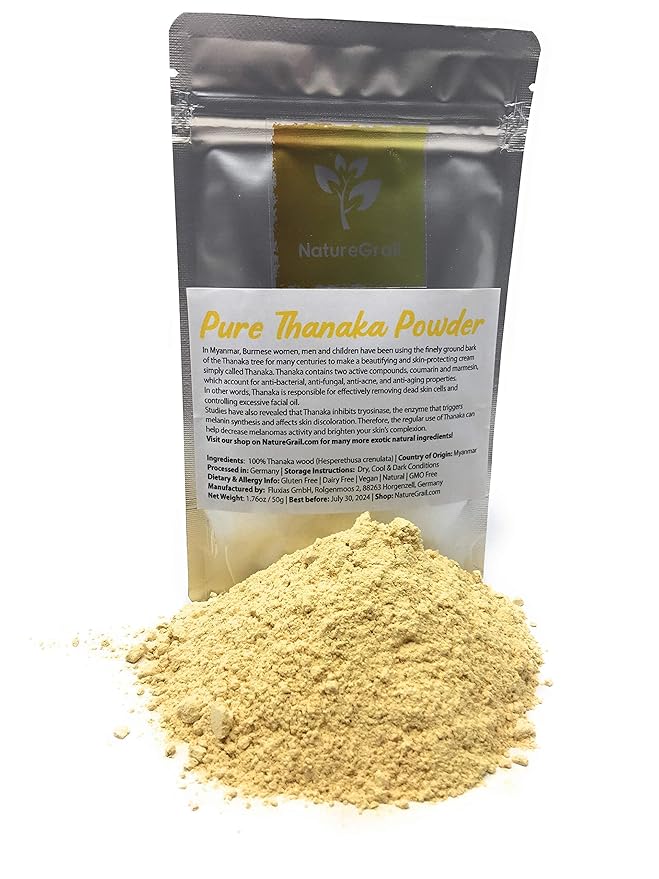 Pure Thanaka Powder - Tanaka From Thailand - Ingredients: 100% Thanaka Wood Powder (Hesperethusa Crenulata) - Net Weight: 1.76oz / 50g