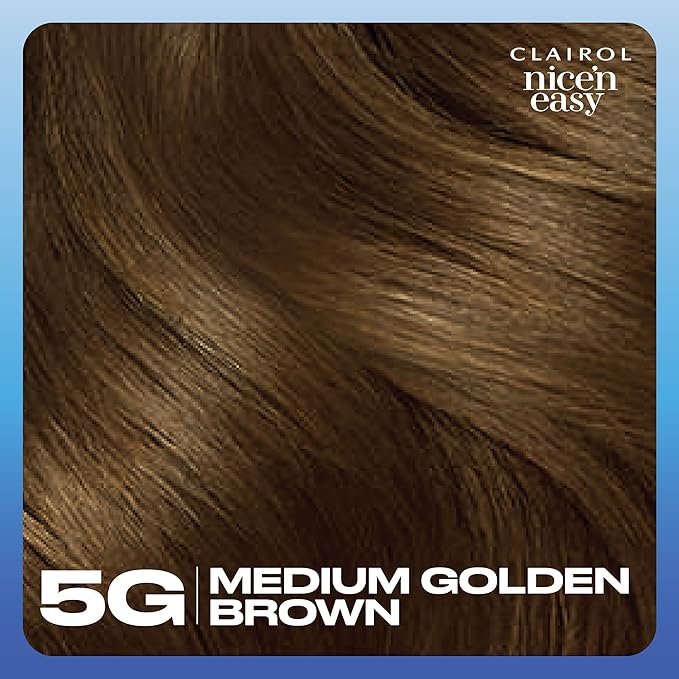 Clairol Nice'n Easy Permanent Hair Dye, 5G Medium Golden Brown Hair Color, Pack of 1
