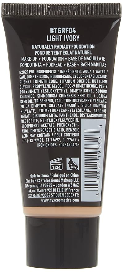 NYX PROFESSIONAL MAKEUP Born To Glow Naturally Radiant Foundation, Medium Coverage - Light Ivory