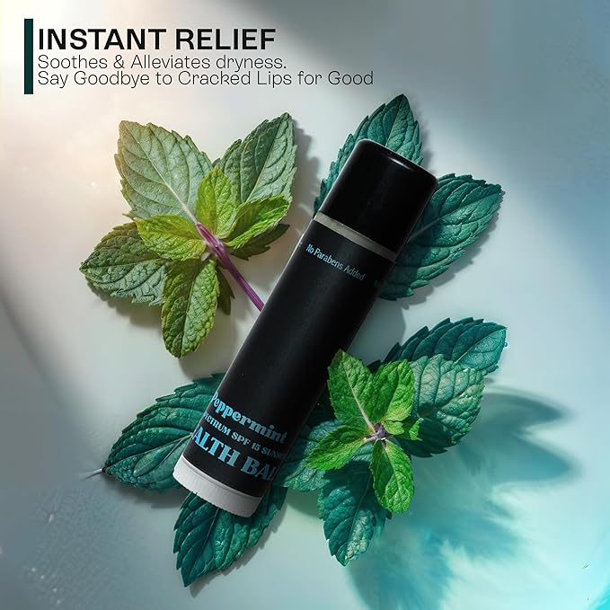 Organic Mint Lip Balm - SPF 15 Sun Protection - Moisturizing Lip Balm - Includes Spearmint, Peppermint, and Eucalyptus Mint Lip Balms - Chapstick to Soothe & Smooth Chapped Lips