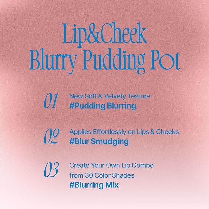 Lip&Cheek Blurry Pudding Pot | Faded Moment - Film | Makeup Blush, Buildable Lightweight, Multi-Use Soft Matte Finish | 5g