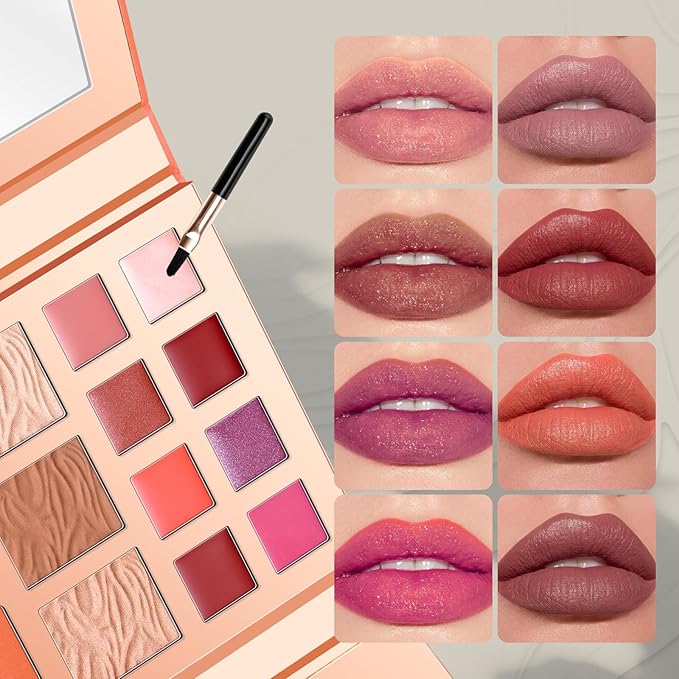 Color Nymph Makeup Kit for Women, All In One Notebook Makeup Palette Set With Mirror for Girls Includes 24 C Eyeshadow Palette,Lipgloss,Face Powder,Blushes (Orange)