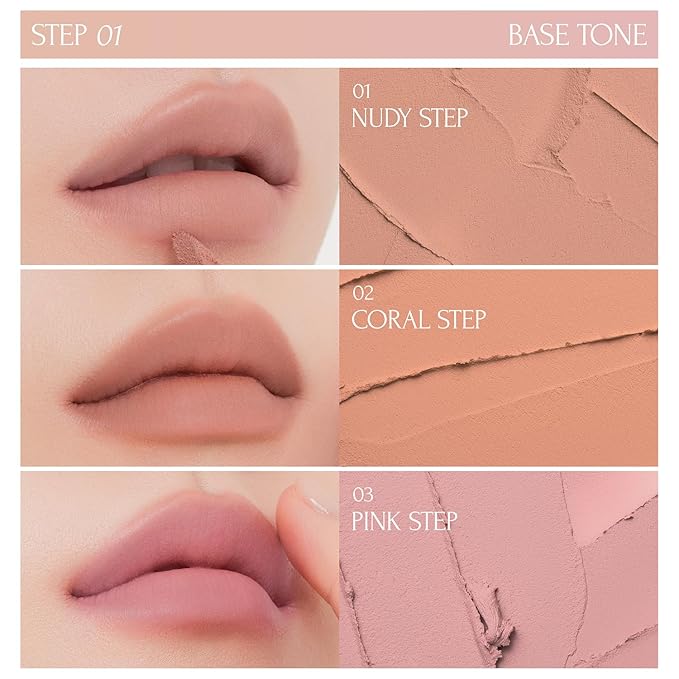 Tie Up Cover Tint - Waterproof & Long Lasting Lip Stain for Women - Korean Base Nude Tint Stick - Kbeauty Matte Gloss - Mood Color Changing (01 NUDY STEP, 0.2 Fl oz)