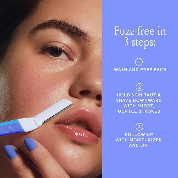 Billie - Dermaplane Starter Kit - Reusable Handle + 3 Refill Blades - Remove Facial Hair + Perfectly Shape Brows - Dermatologist-Approved - WaterPark