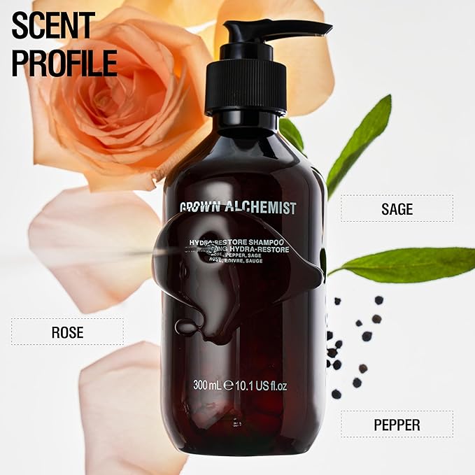 Grown Alchemist Hydra-Restore Rose Black Pepper & Sage Gentle+Moisturizing Daily Shampoo, 300mL