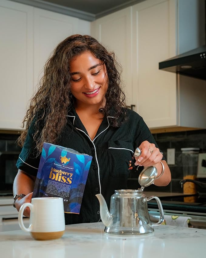 Blueberry Bliss Tea, Organic Loose Leaf Herbal Tea – Real Fruit, Summer Juice, Caffeine-Free, Refreshing Sweet Iced Drink – 4 oz Resealable Bag (Makes 50 Cups)