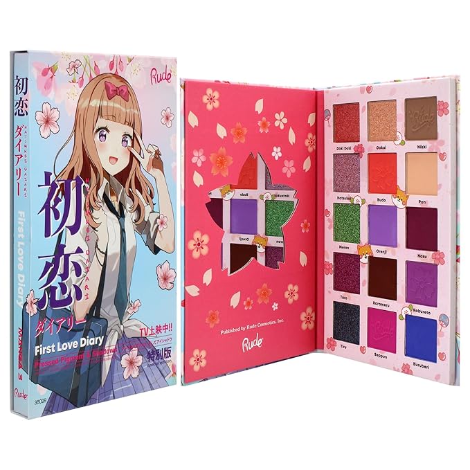 Manga Collection Pressed Pigments and Shadows Palette - First Love Diary by Rude Cosmetics for Women - 0.77 oz Palette