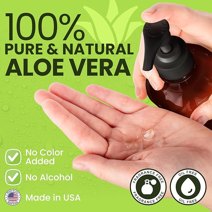 Honeyskin Soothing Aloe Vera Gel Made in the USA with Natural Ingredients - Give Yourself Relief From Sunburn and Dry Skin During the Hot Summer Days (8 Fl Oz)