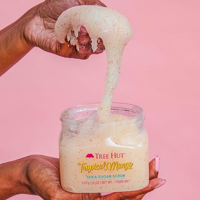 Tree Hut Shea Sugar Scrub Tropical Mango, 18oz, Ultra Hydrating and Exfoliating Scrub for Nourishing Essential Body Care