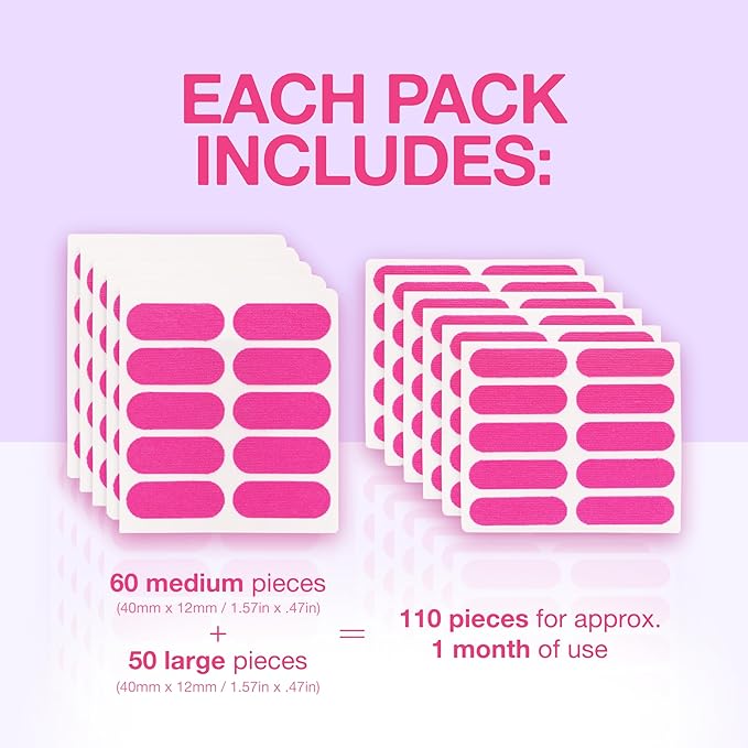 Anti Wrinkle Patches for Women - Forehead, Smile Line, Face Lifting Tape - Overnight Facial Lift - Pre-Cut Kinesiology Face Tape in 2 Sizes - Skin Safe, Latex-Free